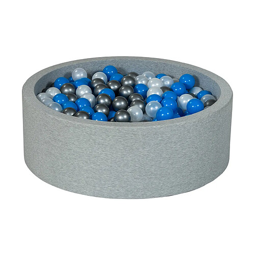 Velinda Piscine à balles Aire de jeu + 450 balles perle, bleu, argent