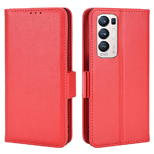 Etui en PU texture litchi, antichoc, rouge pour votre Oppo Reno5 Pro + 5G/Find X3 Neo