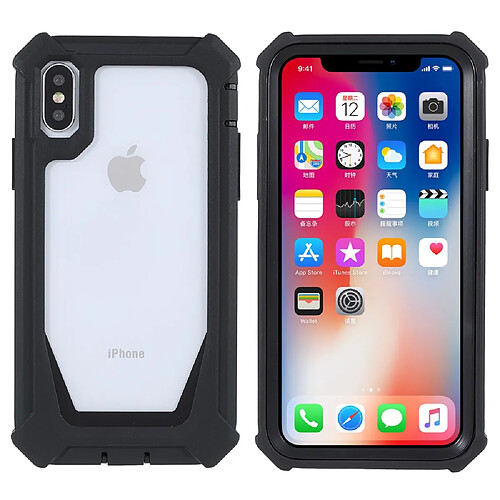 Coque en TPU + acrylique anti-rayures, détachable 2-en-1 noir pour votre iPhone X/XS 5.8 pouces