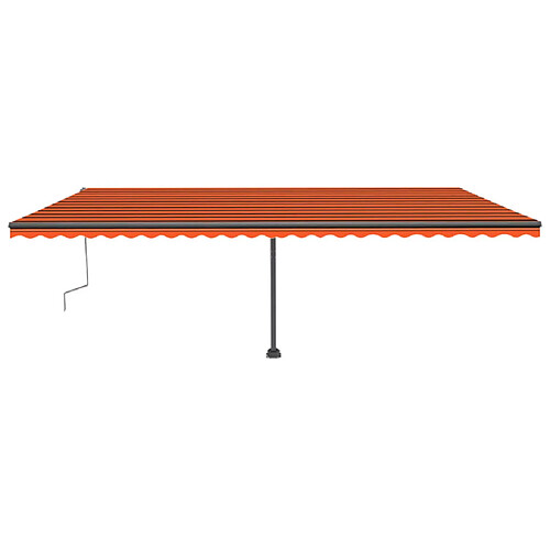 Maison Chic Auvent manuel rétractable,Store manuel de porte avec LED 600x300 cm Orange et marron -GKD38443