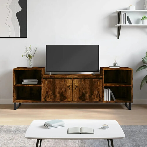 vidaXL Meuble TV Chêne fumé 160x35x55 cm Bois d'ingénierie