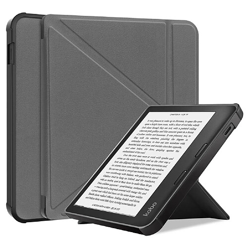 Etui en PU fonction d'éveil/veille automatique avec support, gris pour votre Kobo Libra 2