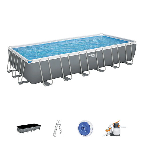 Piscine Démontable Tubulaire Bestway Power Steel 732x366x132 cm avec Pompe de Filtration à Sable de 5.678 L/H, Échelle et Bâche