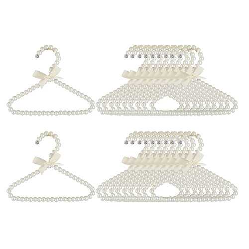 20 Pièces Mode Perle Enfants Enfants Vêtements Cintre Rack Crochet 7.9in Blanc