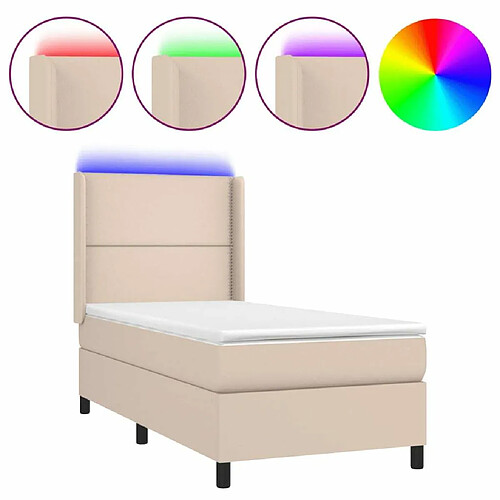 Maison Chic Lit adulte- Lit + matelas + LED,Sommier à lattes de lit matelas LED Cappuccino 100x200 cm -GKD71127