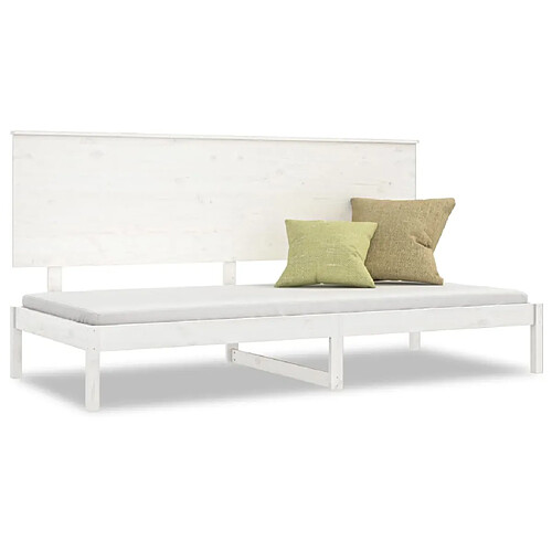 Maison Chic Lit de jour, Lit de repos pour Salon Chambre,Canapé-lit,Lit d'invité Blanc 90x200 cm Bois de pin massif -MN11942