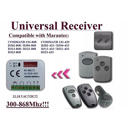 GUPBOO Télécommande Universelle de Rechange pour récepteur universel 300-868MHz pour Marantec