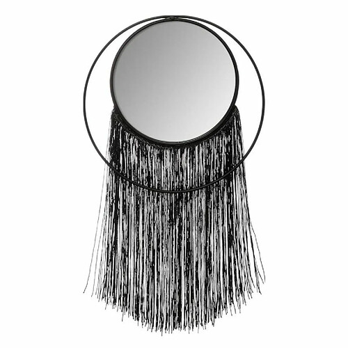 Miroir Mural Rond en Métal Frange 18cm Noir