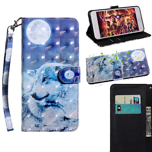 Etui en PU impression de motif de décor spot lune et loup pour votre Xiaomi Redmi Note 8 Pro