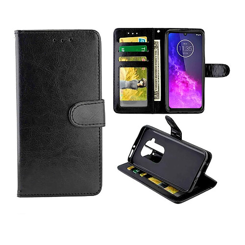 Wewoo Housse Coque Etui à rabat horizontal pour Motorola Moto One Zoom / One Pro Crazy Horse Texture avec support et emplacements de cartesporte-monnaie et cadre photo noir