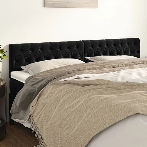 vidaXL Têtes de lit 2 pcs Noir 90x7x78/88 cm Velours