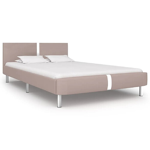 Maison Chic Lit adulte - Lit simple Cadre de lit,Structure du lit Contemporain Cappuccino Similicuir 140 x 200 cm -MN26356