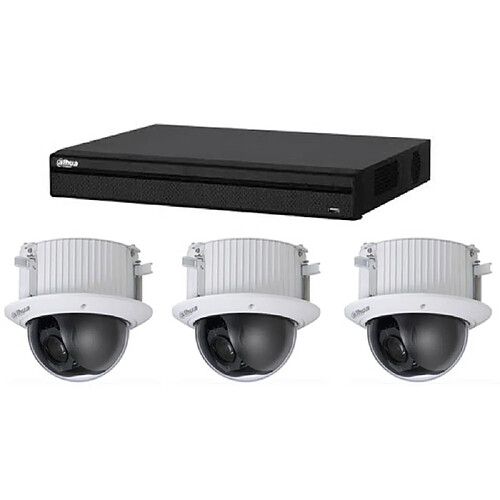 Dahua Kit Vidéosurveillance Enregistreur DVR 2 ports HDMI et 3 Caméras Dôme Analogiques HDCVI