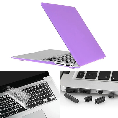 Wewoo Housse Étui Violet pour Macbook Air 11,6 pouces Chapeau-Prince 3 en 1 givré Hard Shell boîtier de protection en plastique avec clavier de garde et prise de poussière de port