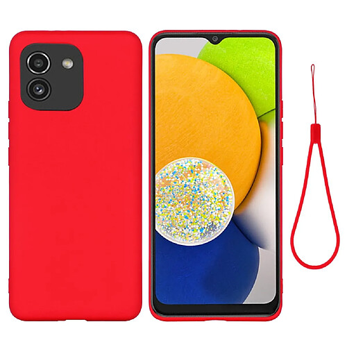 Coque en silicone anti-rayures avec sangle rouge pour votre Samsung Galaxy A03 (164.2 x 75.9 x 9.1mm)