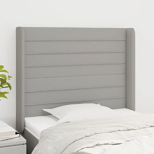 Maison Chic Tête de lit scandinave avec oreilles,meuble de chambre Gris clair 83x16x118/128 cm Tissu -MN69579