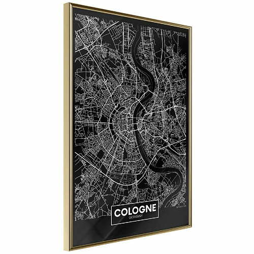 Paris Prix Affiche Murale Encadrée City Map Cologne Dark 40 x 60 cm Or