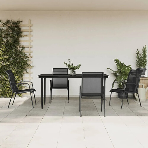 vidaXL Ensemble à manger de jardin 5 pcs noir textilène et acier