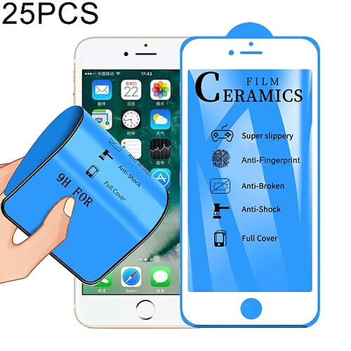 Wewoo Film de verre trempé de céramique à couverture complète de 25 PCS 2.5D pour colle intégrale iPhone 6 Plus Blanc