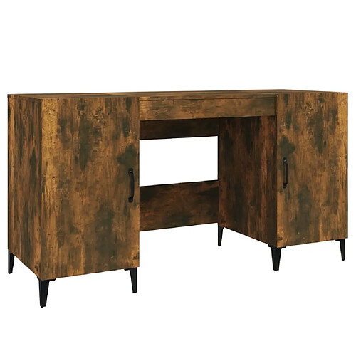 Maison Chic Bureau,Table de travail,bureau de travail pour chambre Chêne fumé 140x50x75 cm Bois d'ingénierie -GKD29753