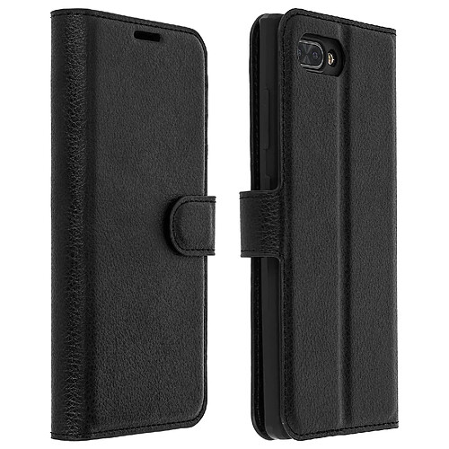 Avizar Housse BlackBerry KEY2 Etui Folio Portefeuille Stand Vidéo Effet Grainé Noir