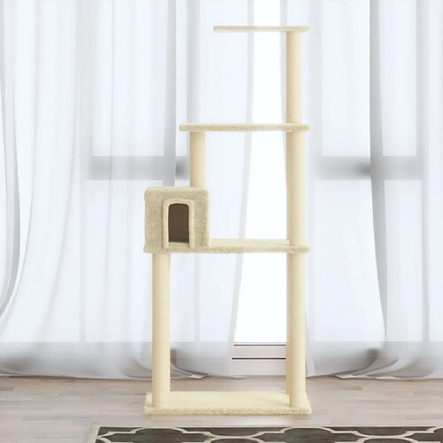 vidaXL Arbre à chat avec griffoirs en sisal Crème 147 cm