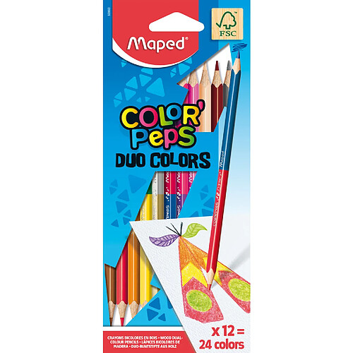 Maped Crayons bicolores COLOR'PEPS DUO, triangulaire, étui ()