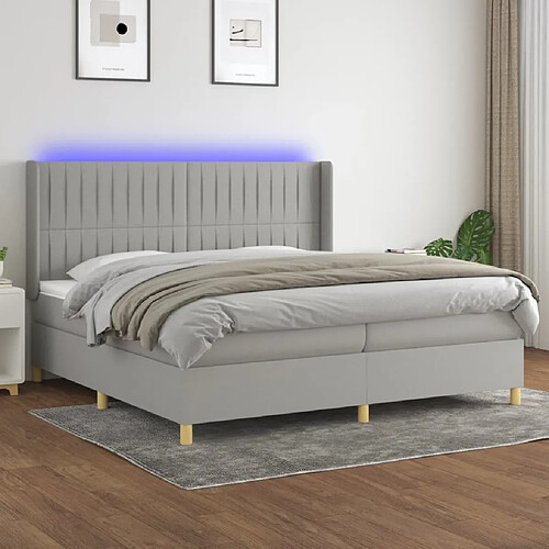 vidaXL Sommier à lattes de lit matelas LED Gris clair 200x200 cm Tissu