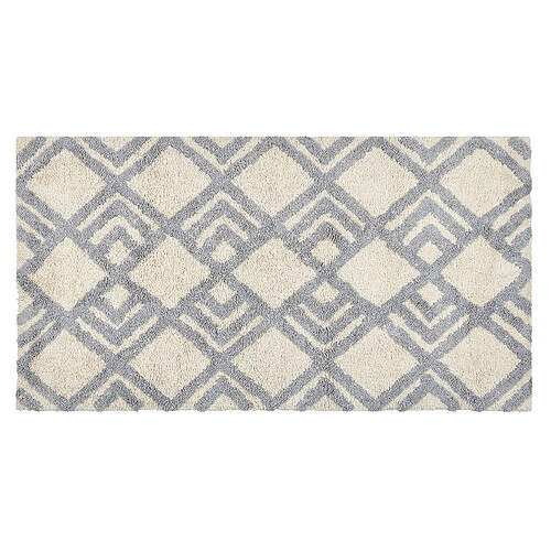 Beliani Tapis en coton 80 x 150 cm beige et gris NEVSEHIR