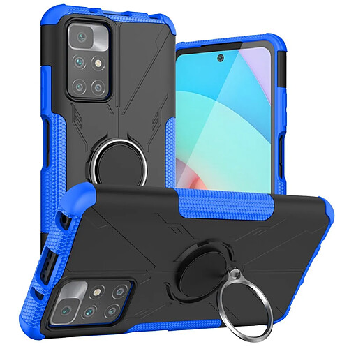 Coque en TPU Anti-empreintes, anti-chutes avec béquille pour votre Xiaomi Redmi Note 11 4G (MediaTek)/Redmi 10 4G (2021)/10 2022 4G - bleu