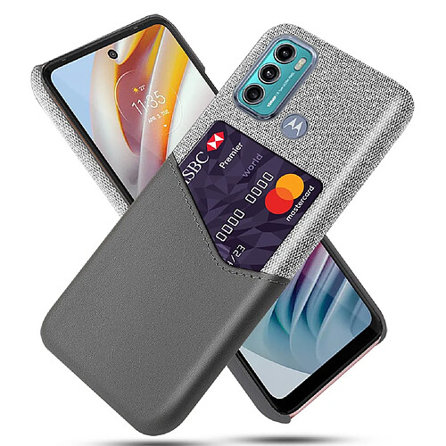 Coque en TPU + PU Combo Design Hybride Bien Protégé avec porte-carte gris pour votre Motorola Moto G60