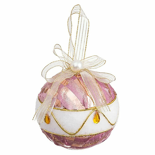 BigBuy Christmas Boules de Noël Blanc Rose Polyfoam Tissu 10 x 10 x 10 cm (3 Unités)