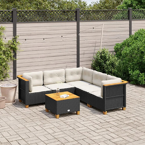 vidaXL Salon de jardin 6 pcs avec coussins noir résine tressée