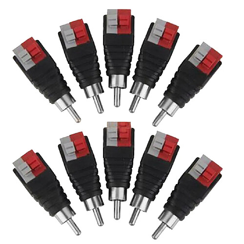 10 x RCA Mâle Connecteur Adaptateur Haut-Parleur Fil Câble à Audio Jack Plug