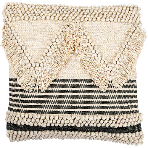 ICONIK INTERIOR Coussin carré design boho Bali en coton et laine, coussin + rembourrage - Vrena Multicolore