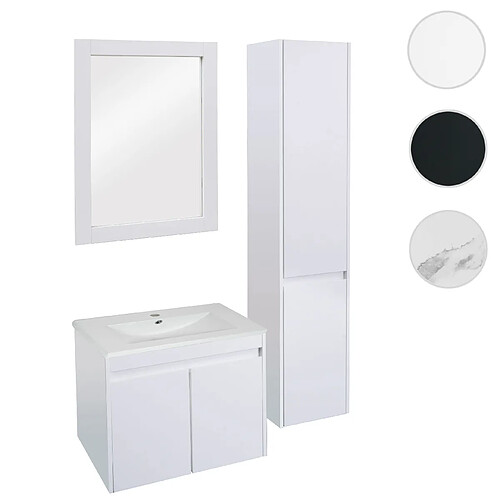 Mendler Ensemble pour salle de bain HWC-L86, lavabo miroir mural armoire suspendue lavabo, MVG mélaminé ~ blanc