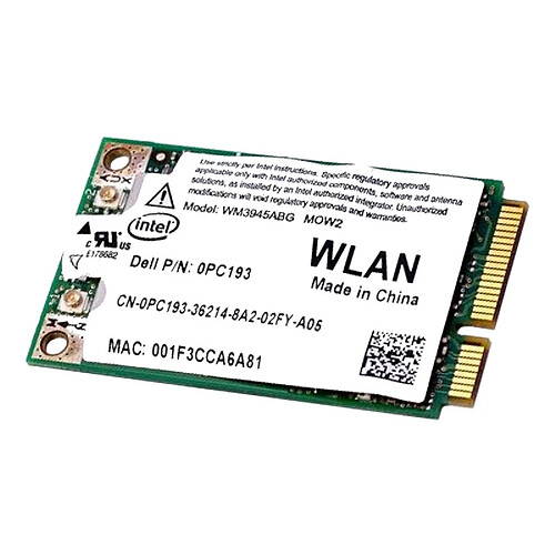 Mini-Carte Wifi Dell ANATEL WM3945ABG 0PC193 0151-06-2198 PCI-e 802.11 WLAN · Occasion