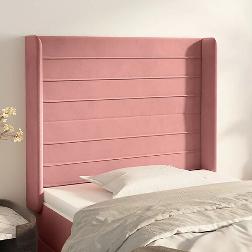 Maison Chic Tête de lit scandinave avec oreilles,meuble de chambre Rose 103x16x118/128 cm Velours -MN21054