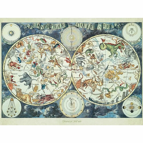 Ludendo Puzzle 1500 pièces Ravensburger - Mappemonde des animaux fantastiques