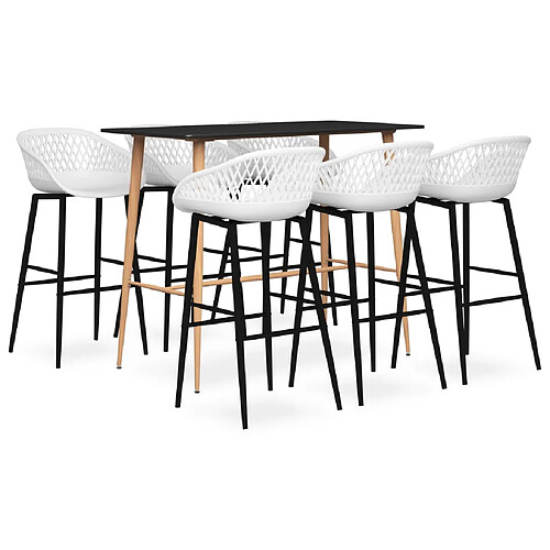 vidaXL Ensemble de bar 7 pcs Noir et blanc