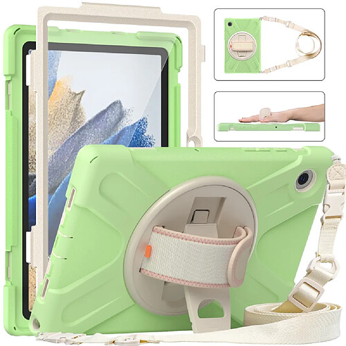 Coque en silicone avec béquille rotative et bandoulière Matcha vert pour votre Samsung Galaxy Tab A8 10.5 (2021)