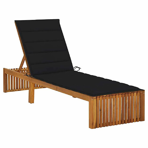 Maison Chic Chaise longue avec coussin | Bain de soleil Relax | Transat Bois d'acacia solide -GKD58517