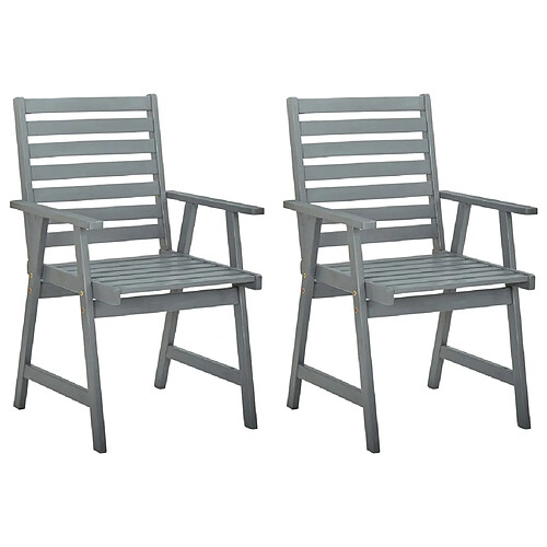 vidaXL Chaises à manger d'extérieur lot de 2 Gris Bois d'acacia