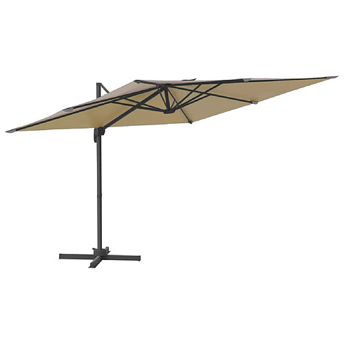 Helloshop26 Parasol meuble de jardin cantilever à led 400 x 300 cm taupe 02_0008170