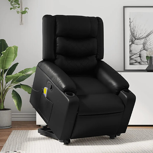 vidaXL Fauteuil inclinable de massage Noir Similicuir