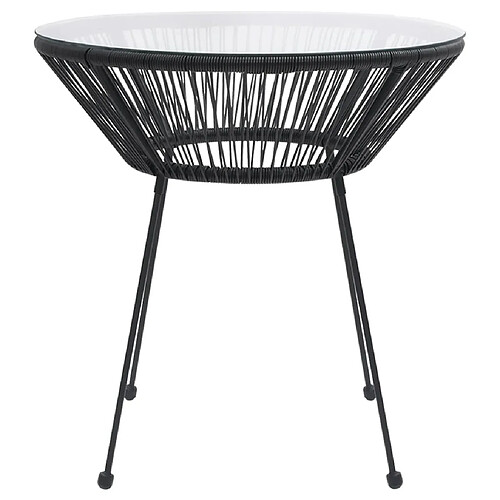 Maison Chic Table de salle à manger,Table à dîner de jardin Noir ?70x74 cm Rotin et verre -GKD24269