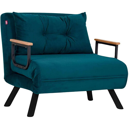 Hanah Home Fauteuil convertible en tissu Sando bleu pétrole.