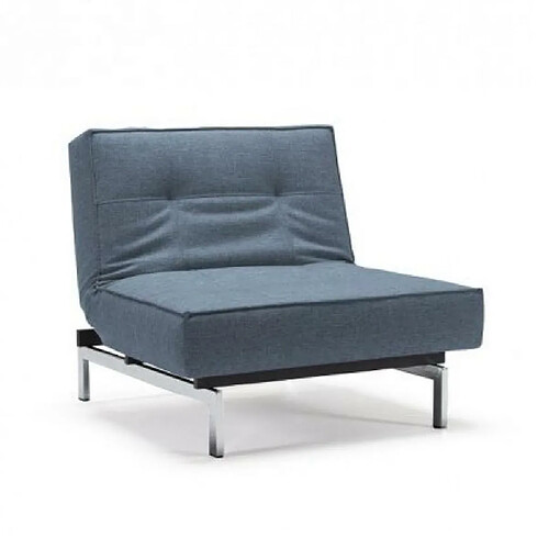 Inside 75 INNOVATION LIVING Fauteuil design SPLITBACK CHROME convertible lit 90*115 cm tissu Mixed Dance Light Blue