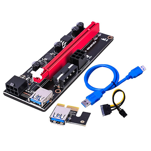 PCI-E VER 009S 1x à 16x Extension Graphique Adaptateur USB 3.0 Câble USB Bleu