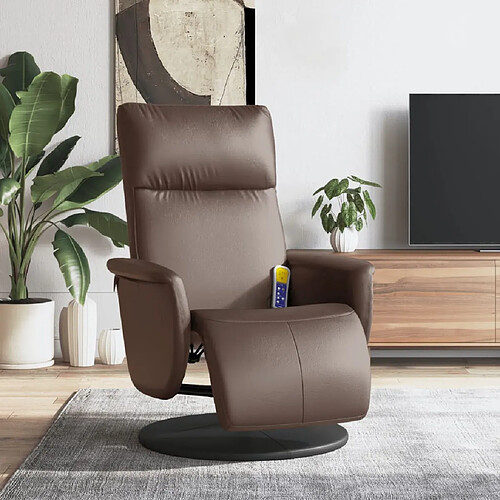 vidaXL Fauteuil inclinable de massage repose-pieds marron similicuir